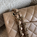 CHANEL Handbag 19B Dark Beige Caviar Quilted Classic Flap Medium LGHW -Knockoff
