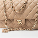 CHANEL Handbag 19B Dark Beige Caviar Quilted Classic Flap Medium LGHW -Knockoff
