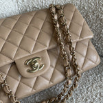 CHANEL Handbag 19B Dark Beige Caviar Quilted Classic Flap Medium LGHW -Knockoff
