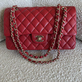 CHANEL Handbag 19B Red Caviar Quilted Classic Flap Medium SHW -Knockoff
