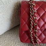 CHANEL Handbag 19B Red Caviar Quilted Classic Flap Medium SHW -Knockoff
