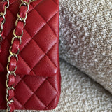 CHANEL Handbag 19B Red Caviar Quilted Classic Flap Medium SHW -Knockoff
