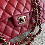 CHANEL Handbag 19B Red Caviar Quilted Classic Flap Medium SHW -Knockoff
