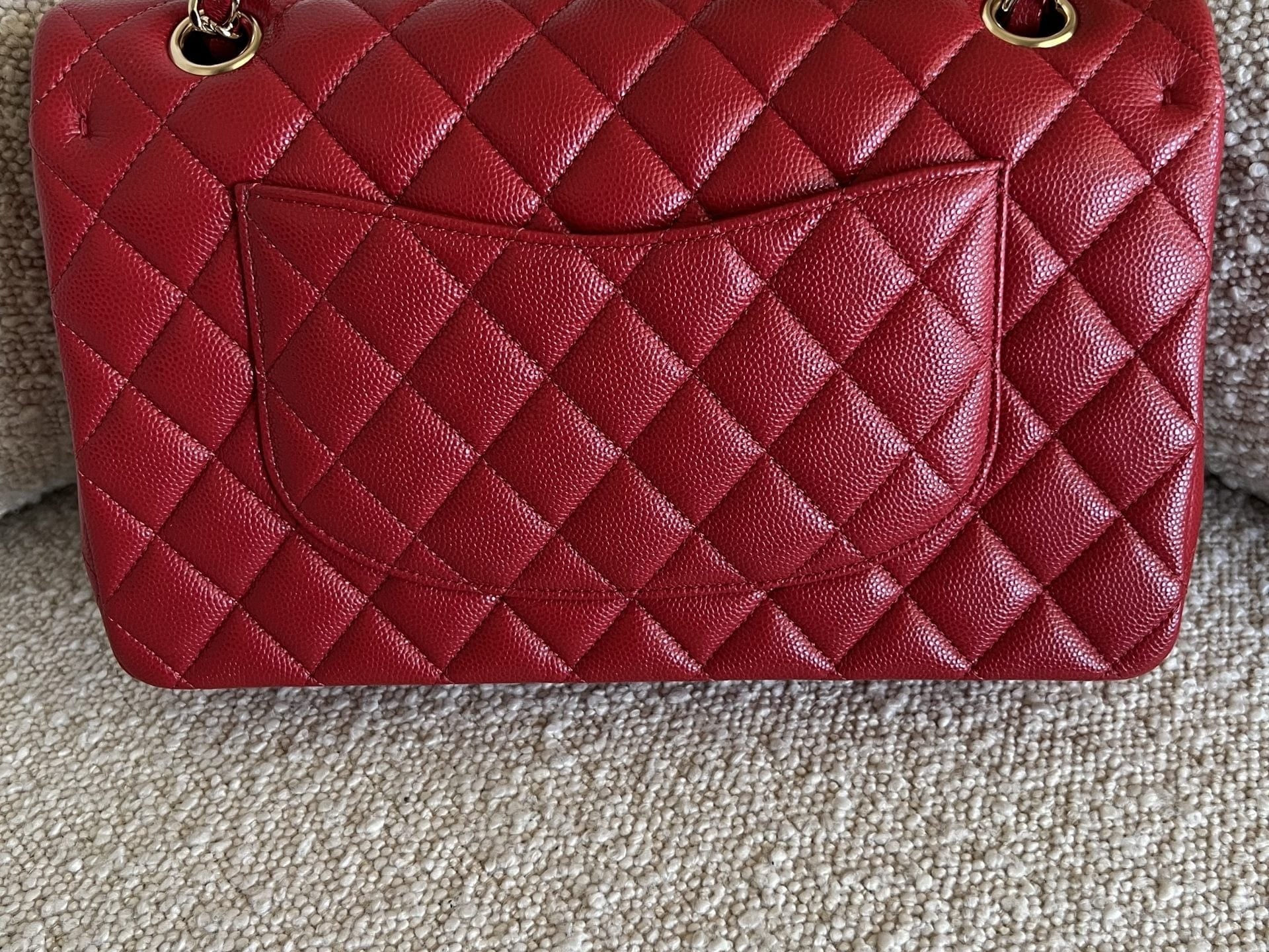 CHANEL Handbag 19B Red Caviar Quilted Classic Flap Medium SHW -Knockoff
