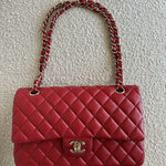 CHANEL Handbag 19B Red Caviar Quilted Classic Flap Medium SHW -Knockoff
