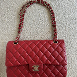 CHANEL Handbag 19B Red Caviar Quilted Classic Flap Medium SHW -Knockoff
