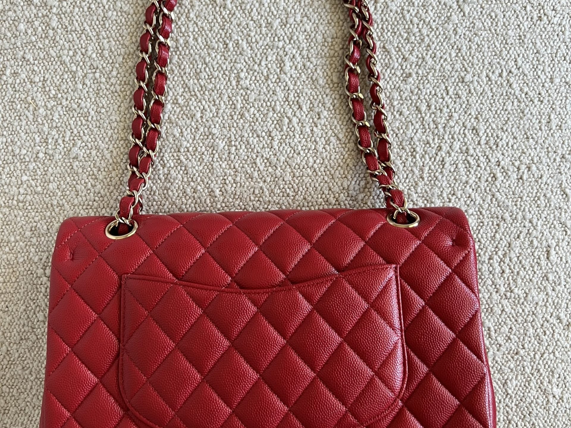 CHANEL Handbag 19B Red Caviar Quilted Classic Flap Medium SHW -Knockoff
