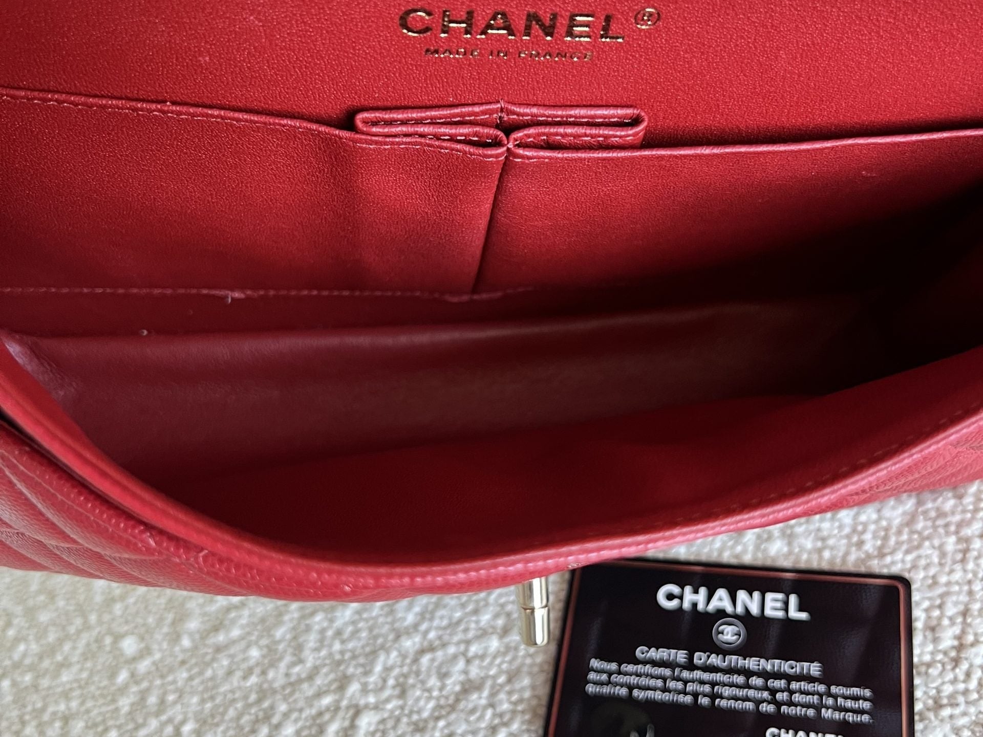 CHANEL Handbag 19B Red Caviar Quilted Classic Flap Medium SHW -Knockoff
