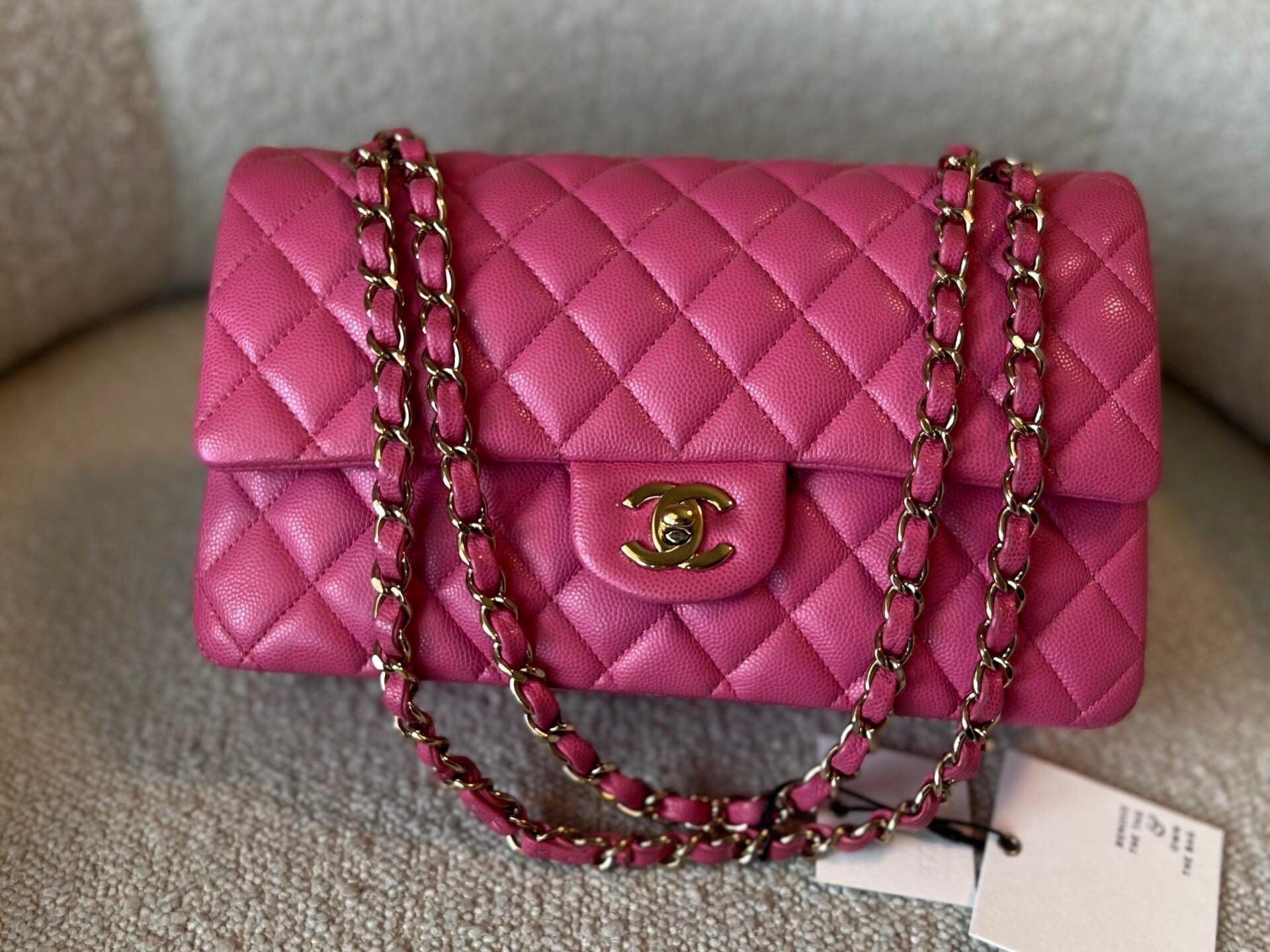 CHANEL Handbag 19C Pink Caviar Quilted Classic Flap Medium LGHW -Knockoff
