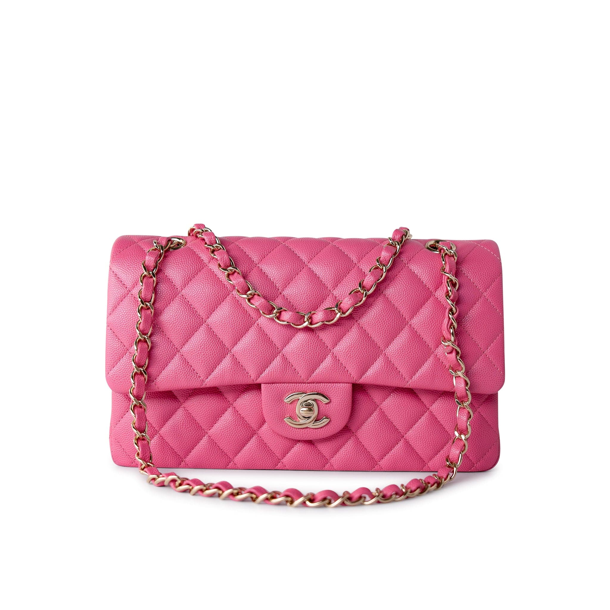 CHANEL Handbag 19C Pink Caviar Quilted Classic Flap Medium -Knockoff
