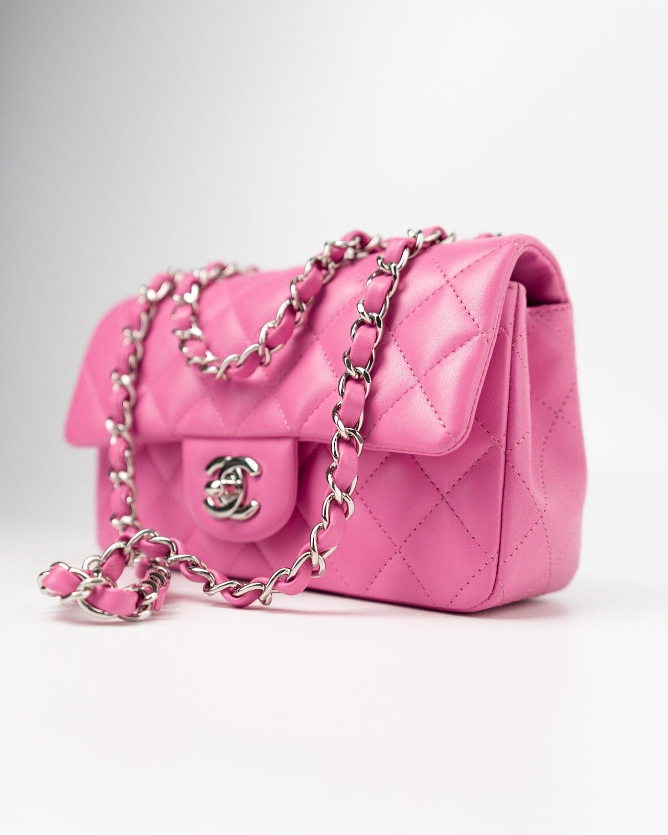 CHANEL Handbag 19C Pink Lambskin Quilted Mini Rectangular Flap SHW -Knockoff
