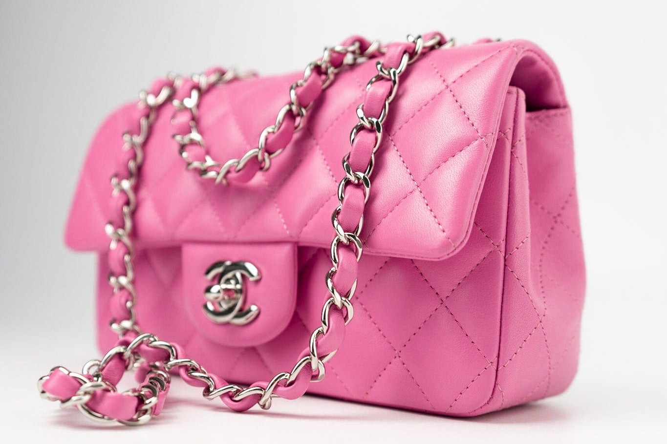 CHANEL Handbag 19C Pink Lambskin Quilted Mini Rectangular Flap SHW -Knockoff
