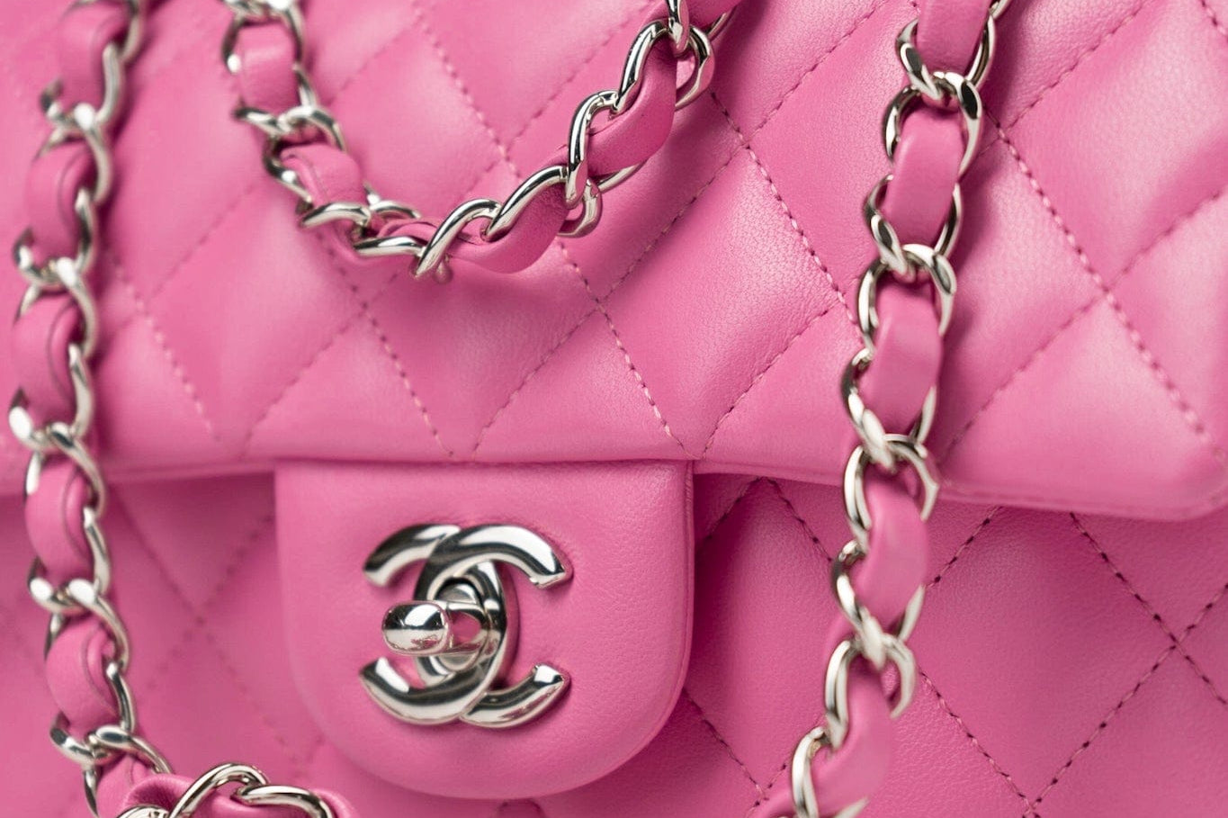 CHANEL Handbag 19C Pink Lambskin Quilted Mini Rectangular Flap SHW -Knockoff
