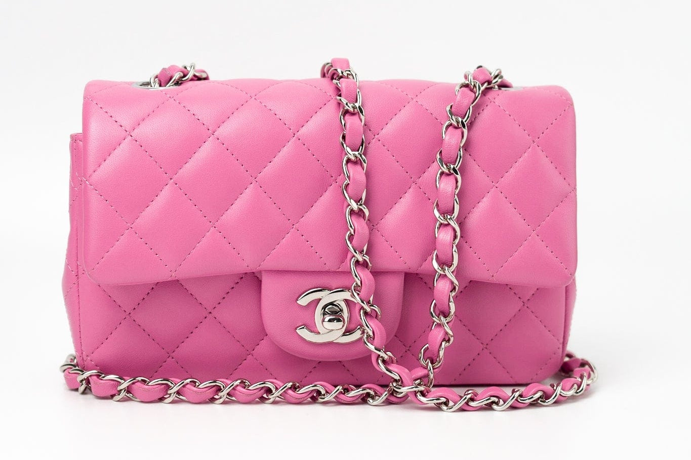 CHANEL Handbag 19C Pink Lambskin Quilted Mini Rectangular Flap SHW -Knockoff
