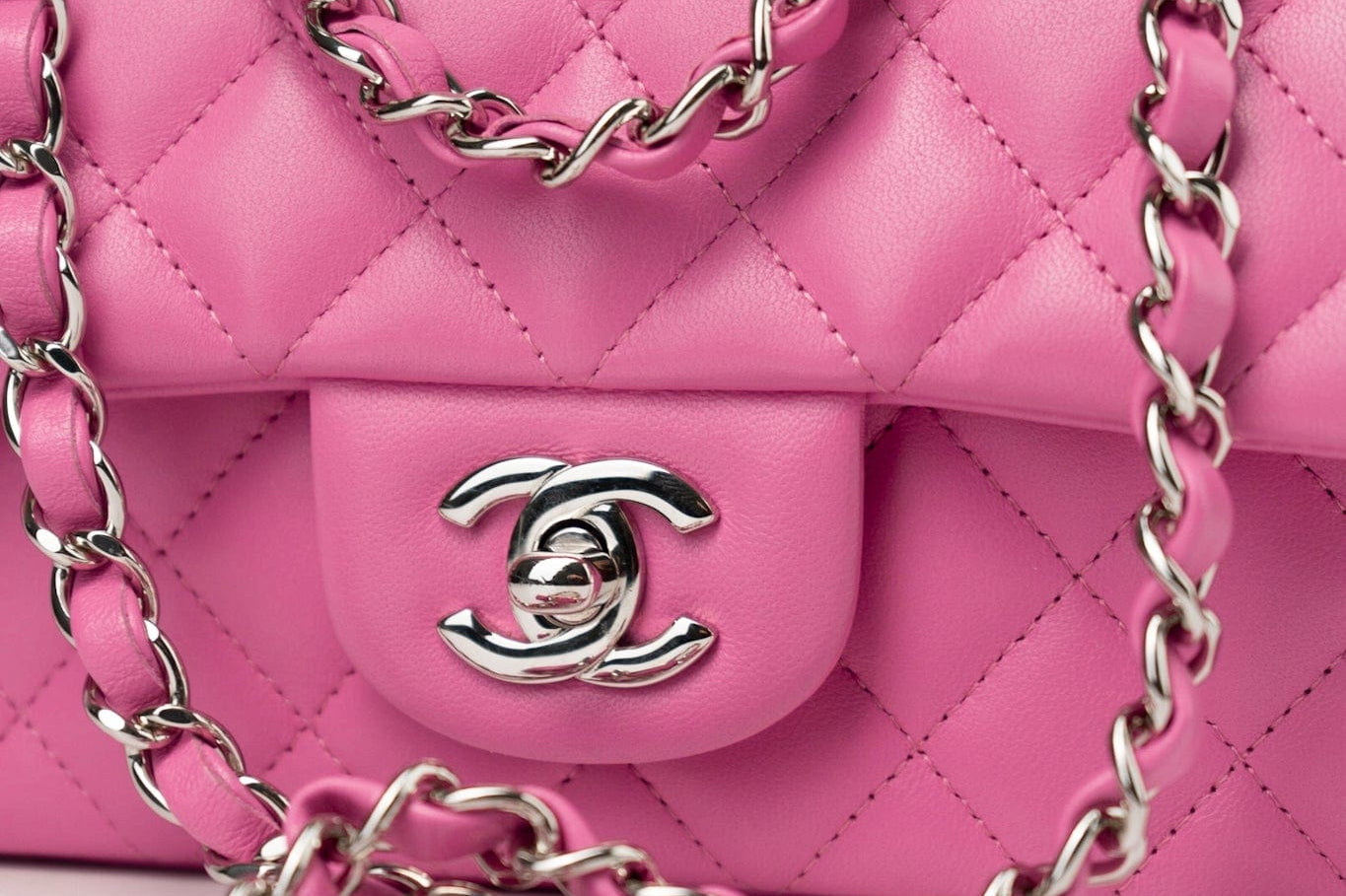 CHANEL Handbag 19C Pink Lambskin Quilted Mini Rectangular Flap SHW -Knockoff
