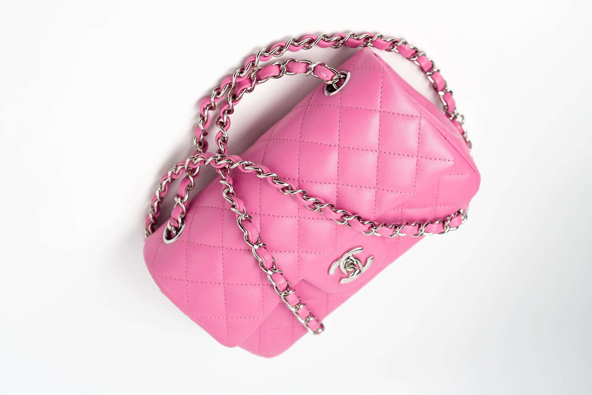 CHANEL Handbag 19C Pink Lambskin Quilted Mini Rectangular Flap SHW -Knockoff
