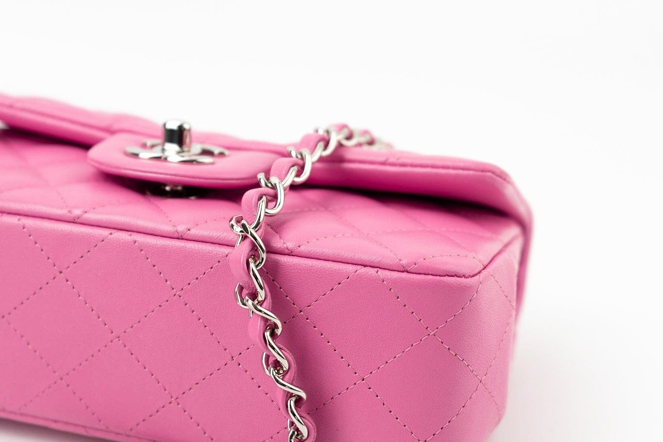 CHANEL Handbag 19C Pink Lambskin Quilted Mini Rectangular Flap SHW -Knockoff
