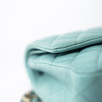 CHANEL Handbag 19c Tiffany Blue Caviar Quilted Classic Flap Light Gold Hardware -Knockoff
