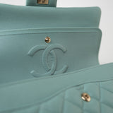 CHANEL Handbag 19c Tiffany Blue Caviar Quilted Classic Flap Light Gold Hardware -Knockoff
