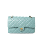 CHANEL Handbag 19c Tiffany Blue Caviar Quilted Classic Flap Light Gold Hardware -Knockoff
