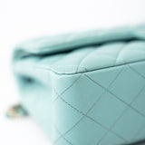 CHANEL Handbag 19c Tiffany Blue Caviar Quilted Classic Flap Light Gold Hardware -Knockoff
