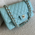 CHANEL Handbag 19C Tiffany Blue  Caviar Quilted Classic Flap Medium LGHW -Knockoff
