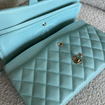 CHANEL Handbag 19C Tiffany Blue  Caviar Quilted Classic Flap Medium LGHW -Knockoff
