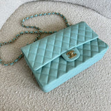 CHANEL Handbag 19C Tiffany Blue  Caviar Quilted Classic Flap Medium LGHW -Knockoff
