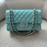 CHANEL Handbag 19C Tiffany Blue Caviar Quilted Classic Flap Medium LGHW -Knockoff
