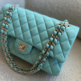 CHANEL Handbag 19C Tiffany Blue Caviar Quilted Classic Flap Medium LGHW -Knockoff
