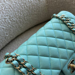 CHANEL Handbag 19C Tiffany Blue Caviar Quilted Classic Flap Medium LGHW -Knockoff
