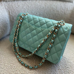 CHANEL Handbag 19C Tiffany Blue Caviar Quilted Classic Flap Medium LGHW -Knockoff
