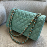 CHANEL Handbag 19C Tiffany Blue Caviar Quilted Classic Flap Medium LGHW -Knockoff
