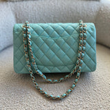 CHANEL Handbag 19C Tiffany Blue Caviar Quilted Classic Flap Medium LGHW -Knockoff
