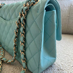 CHANEL Handbag 19C Tiffany Blue Caviar Quilted Classic Flap Medium LGHW -Knockoff
