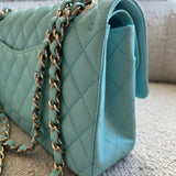 CHANEL Handbag 19C Tiffany Blue Caviar Quilted Classic Flap Medium LGHW -Knockoff
