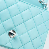 CHANEL Handbag 19c Tiffany Blue Lambskin Quilted Mini Square Single Flap Silver Hardware -Knockoff
