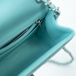 CHANEL Handbag 19c Tiffany Blue Lambskin Quilted Mini Square Single Flap Silver Hardware -Knockoff
