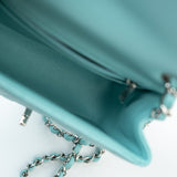 CHANEL Handbag 19c Tiffany Blue Lambskin Quilted Mini Square Single Flap Silver Hardware -Knockoff
