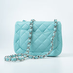 CHANEL Handbag 19c Tiffany Blue Lambskin Quilted Mini Square Single Flap Silver Hardware -Knockoff
