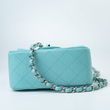 CHANEL Handbag 19c Tiffany Blue Lambskin Quilted Mini Square Single Flap Silver Hardware -Knockoff
