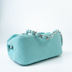 CHANEL Handbag 19c Tiffany Blue Lambskin Quilted Mini Square Single Flap Silver Hardware -Knockoff
