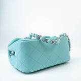 CHANEL Handbag 19c Tiffany Blue Lambskin Quilted Mini Square Single Flap Silver Hardware -Knockoff
