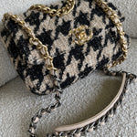 CHANEL Handbag 19K Houndstooth 19 Flap Beige/Black Small MHW -Knockoff
