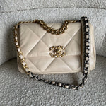 CHANEL Handbag 20A Small Beige Goatskin 19 Flap Mixed Hardware -Knockoff
