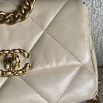 CHANEL Handbag 20A Small Beige Goatskin 19 Flap Mixed Hardware -Knockoff
