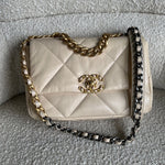 CHANEL Handbag 20A Small Beige Goatskin 19 Flap Mixed Hardware -Knockoff
