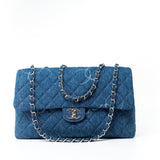 CHANEL Handbag 20B Blue Denim Quilted CC Classic Flap Jumbo SHW -Knockoff
