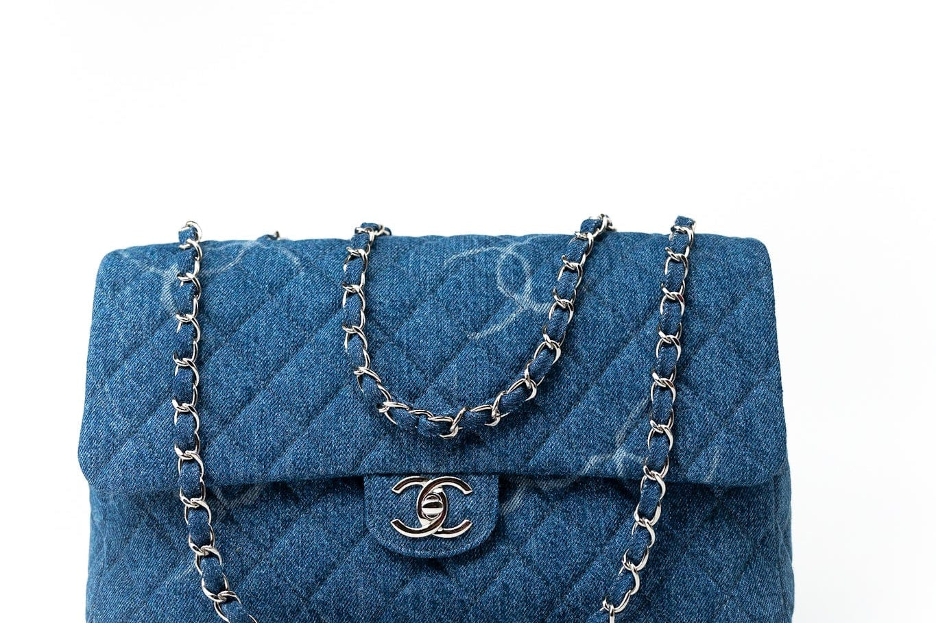 CHANEL Handbag 20B Blue Denim Quilted CC Classic Flap Jumbo SHW -Knockoff
