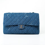 CHANEL Handbag 20B Blue Denim Quilted CC Classic Flap Jumbo SHW -Knockoff
